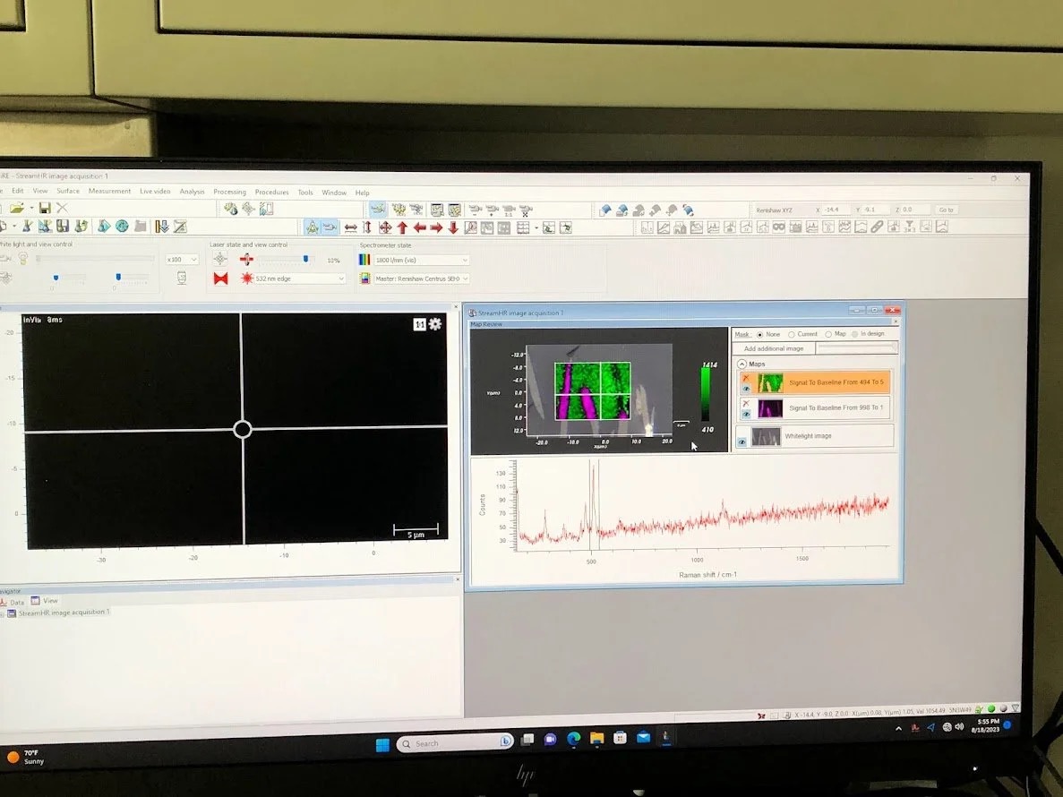 Raman lab workspace in Haenicke Hall