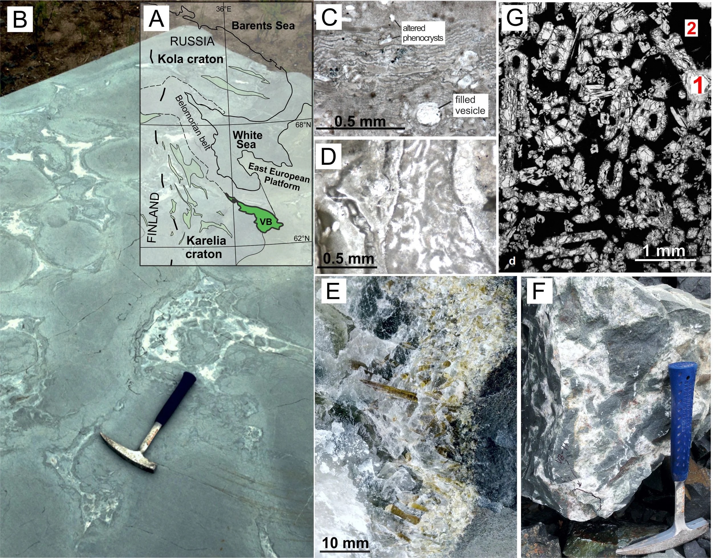 Well-preserved pillow basalts from the 2.43–2.41 Ga Vetreny Belt (Karelia Craton, Russia).